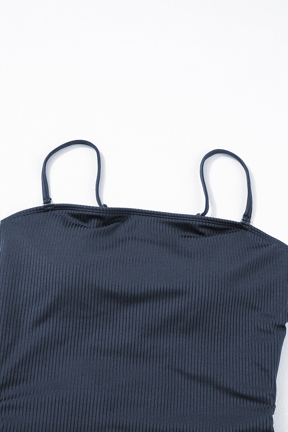 Black Side Drawstring Cutout Ribbed One Piece Swimsuit