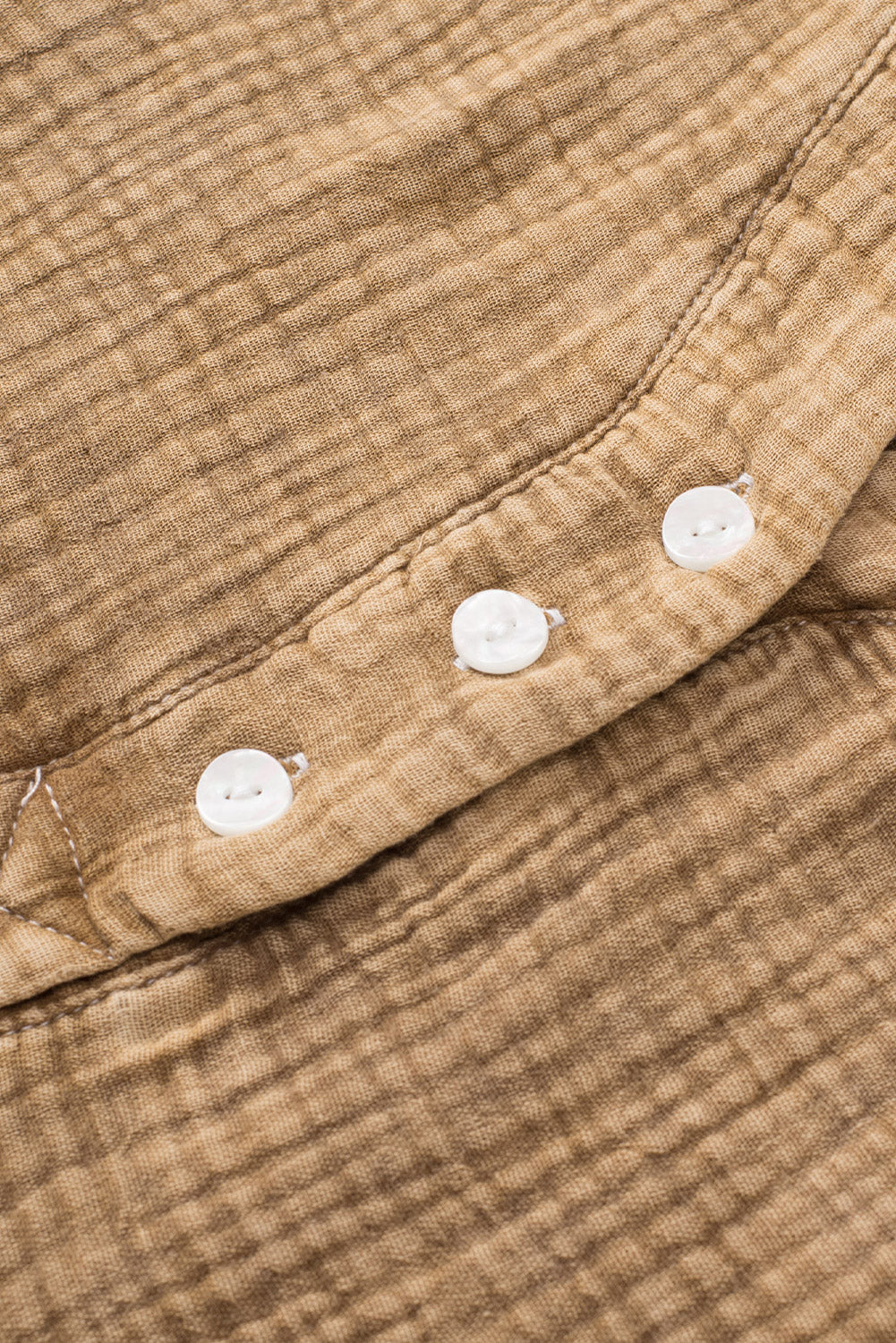 Pink Loose Crinkle Button V Neck Henley Top