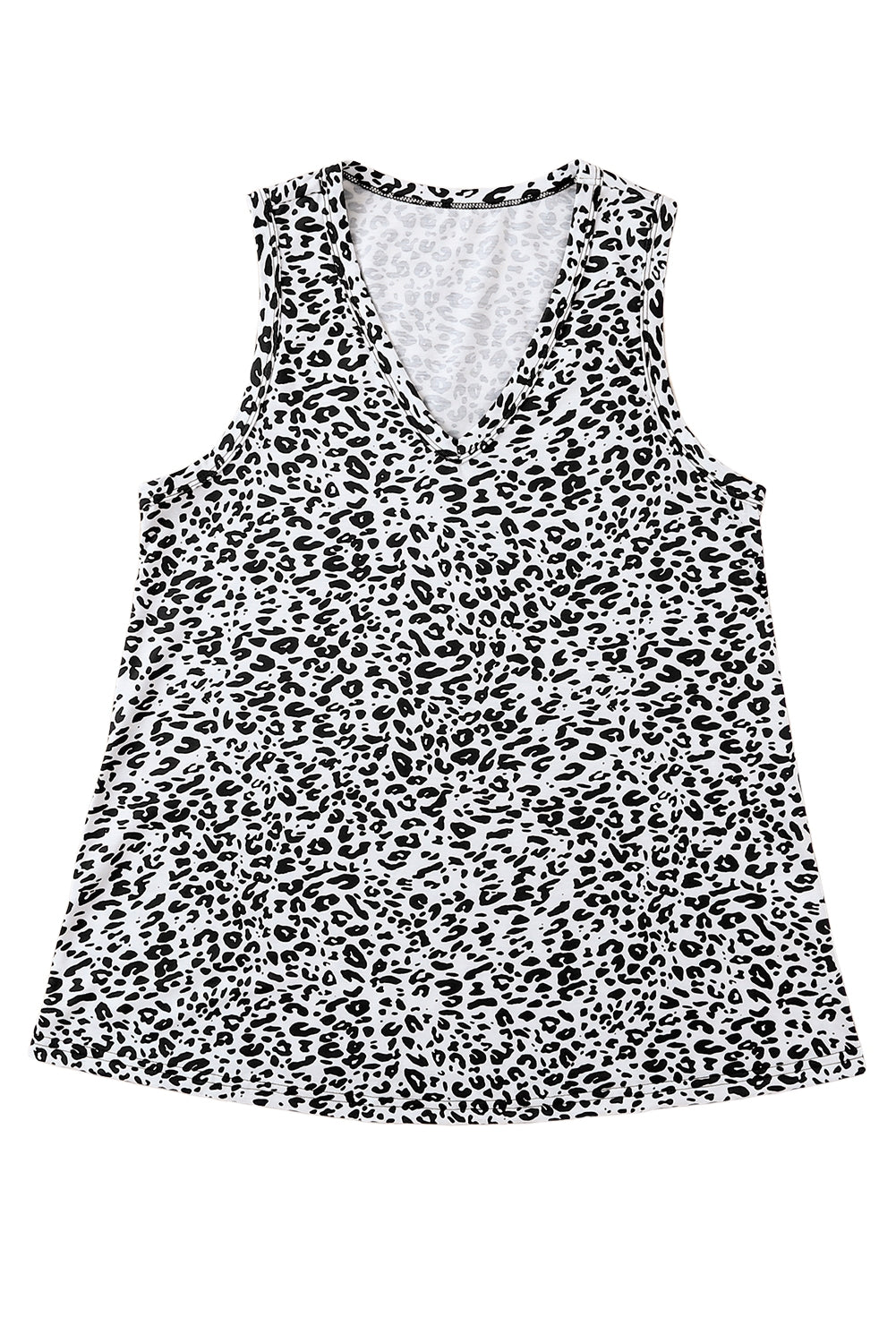White Cheetah V Neck Casual Tank Top