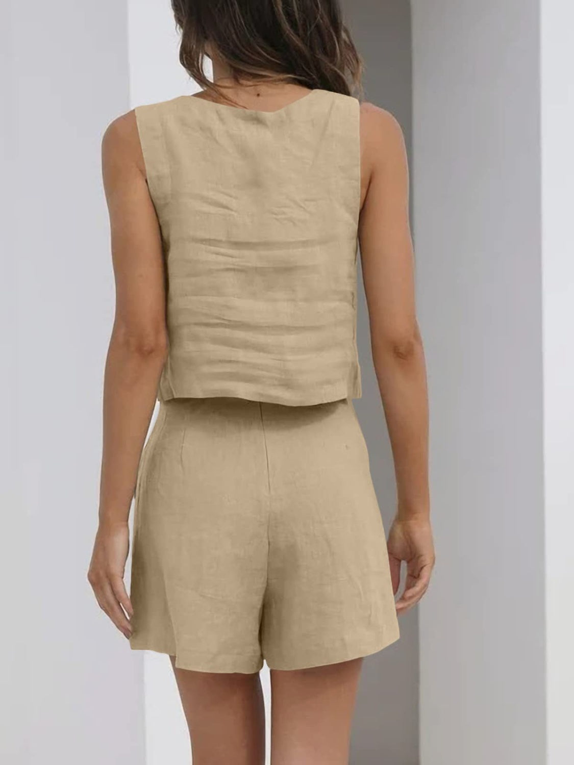 Square Neck Wide Strap Top and Shorts Set