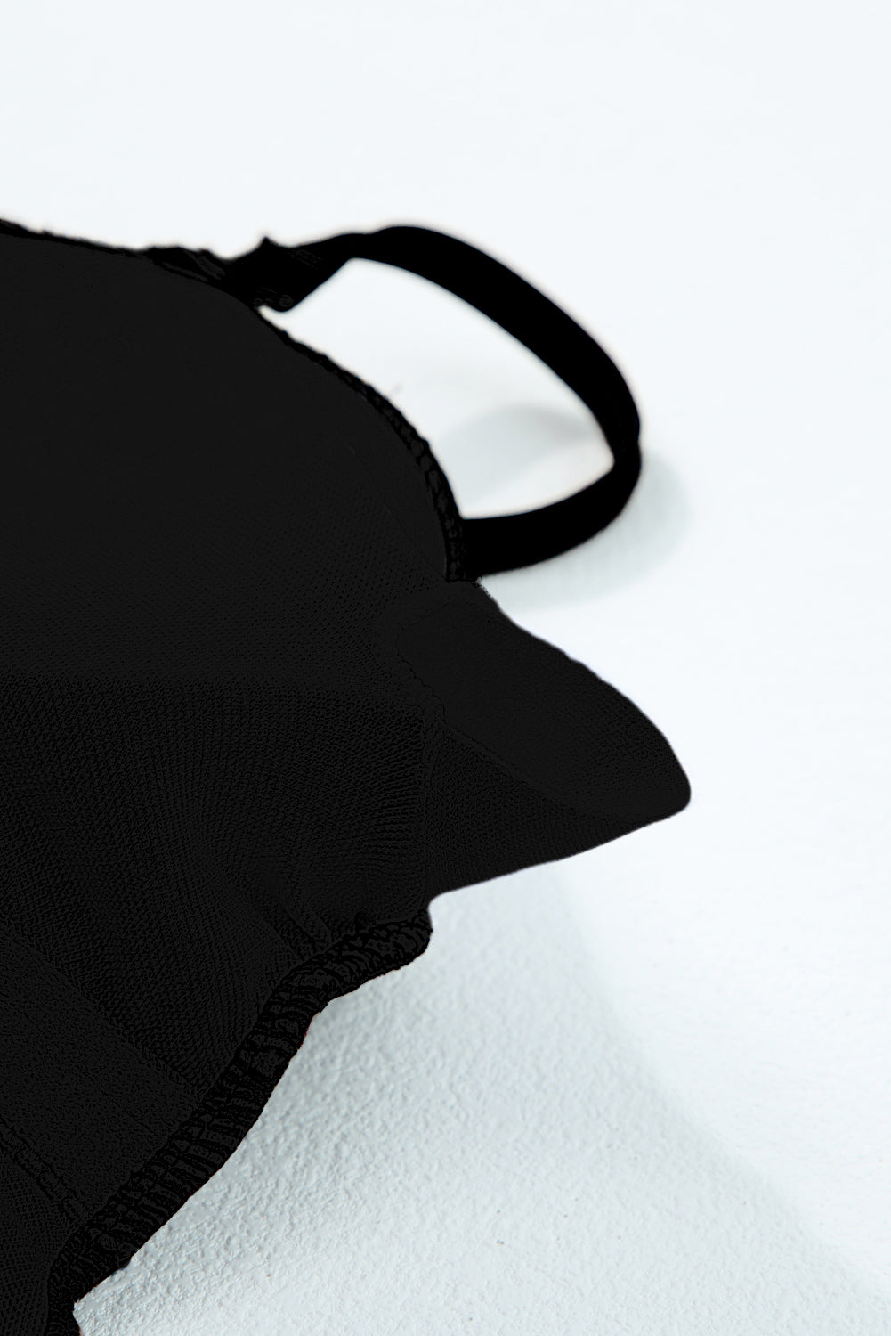 Black Side Drawstring Cutout Ribbed One Piece Swimsuit