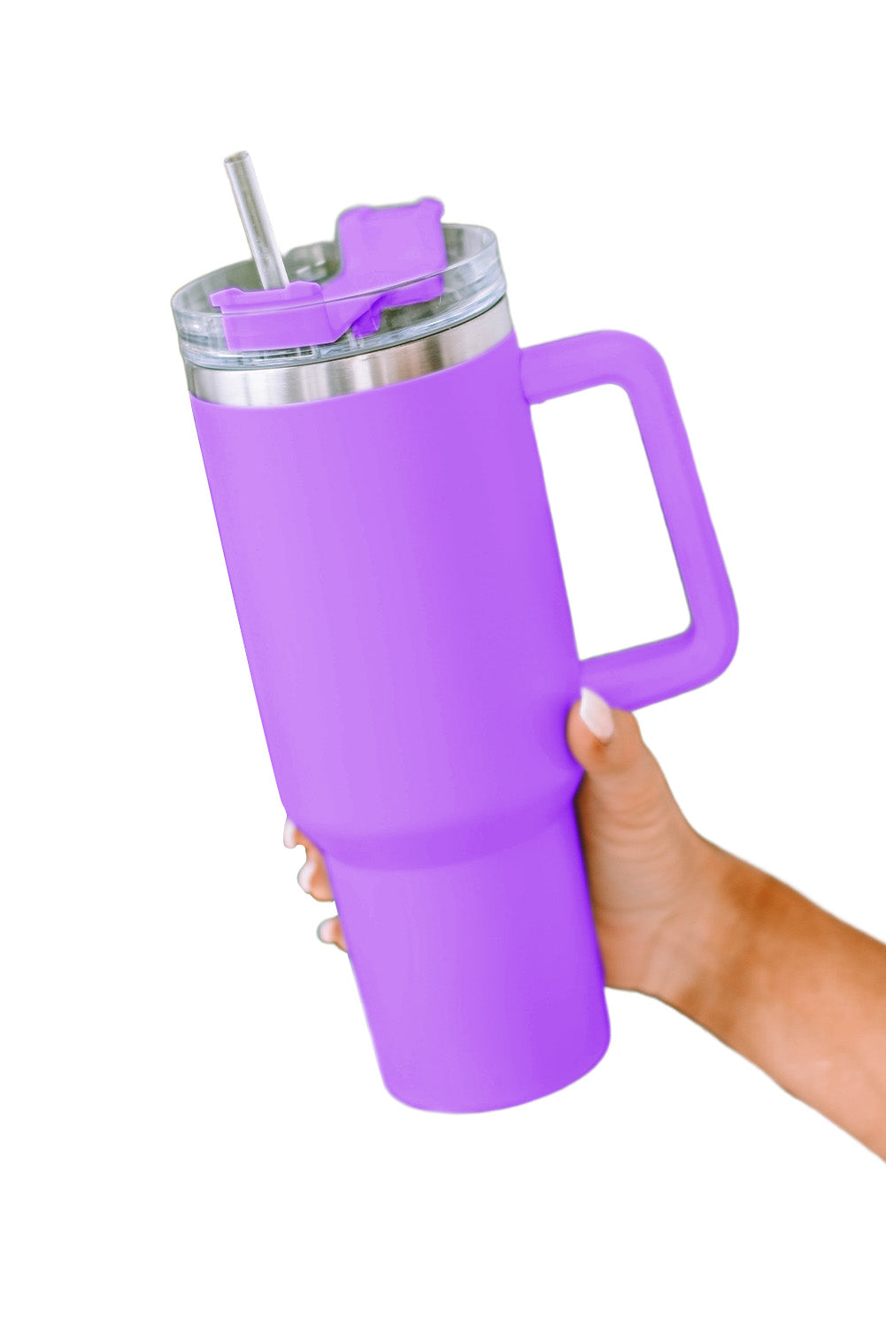 Light Blue 304 Stainless Steel Double Insulated Tumbler Mug with Straw