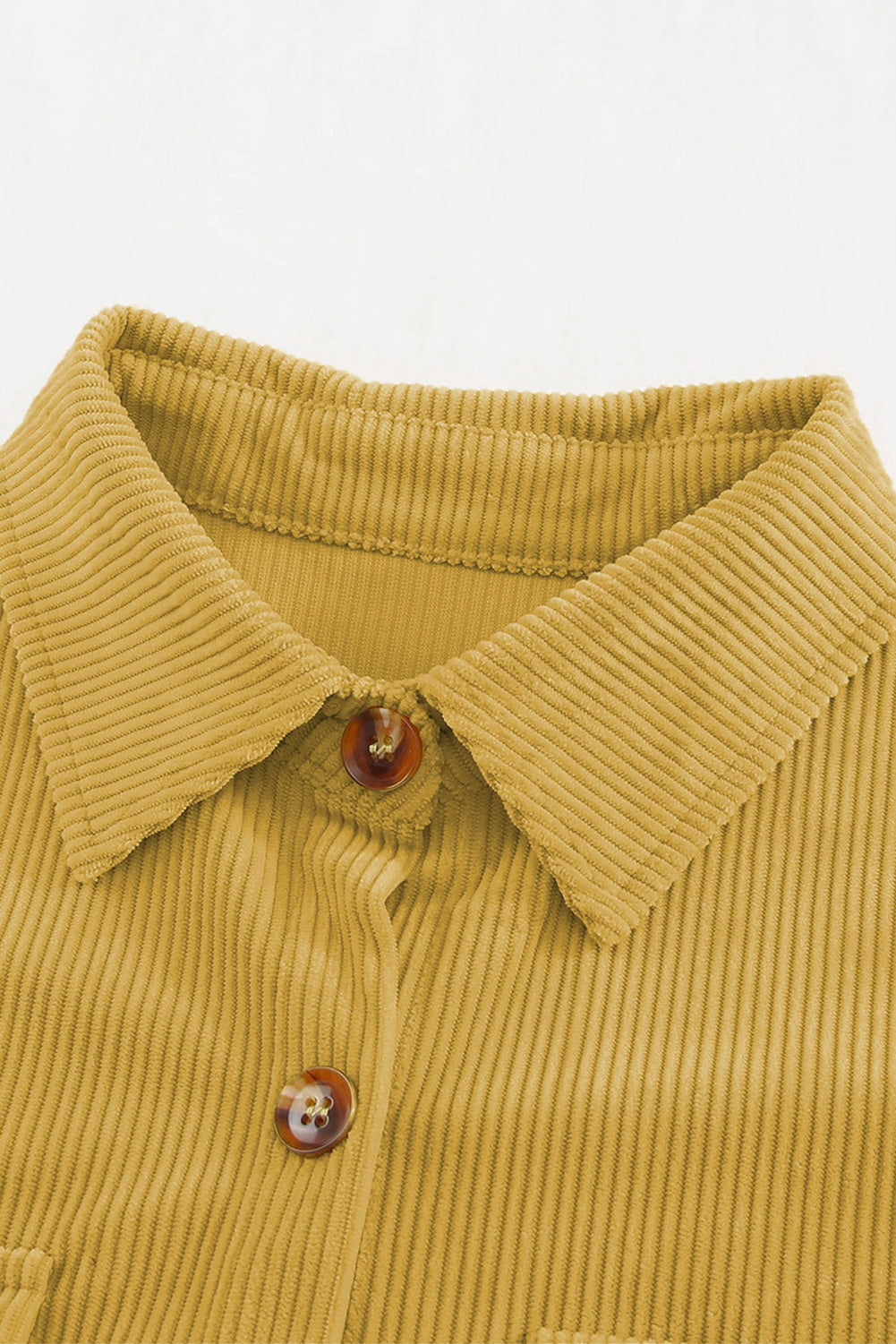 Beige Button Up Patch Pocket Corduroy Shacket