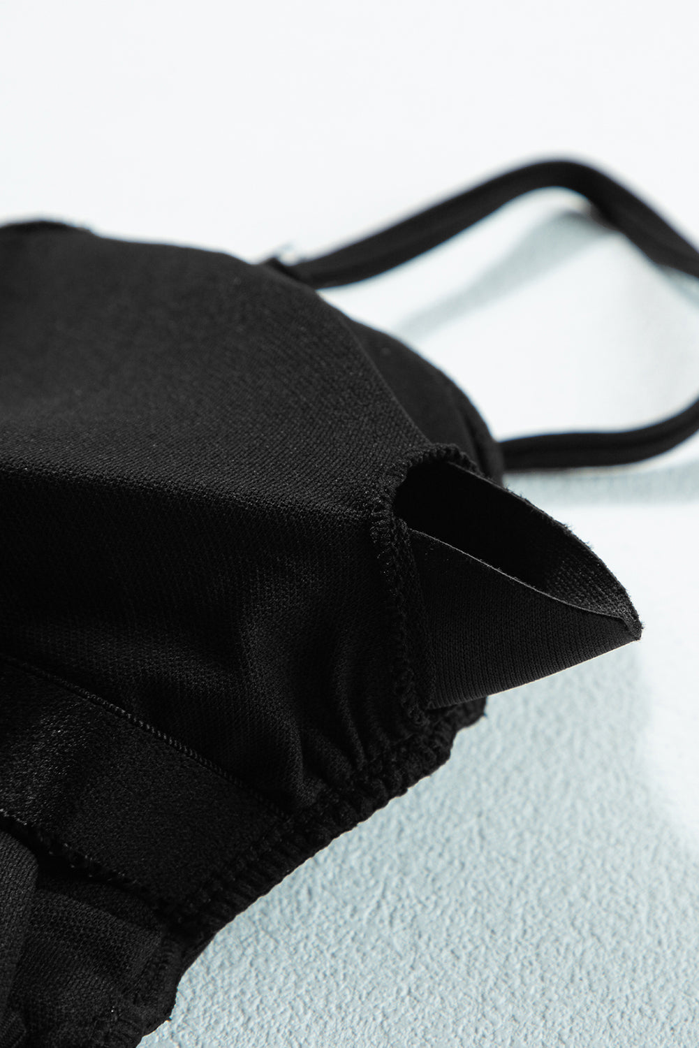 Black Side Drawstring Cutout Ribbed One Piece Swimsuit