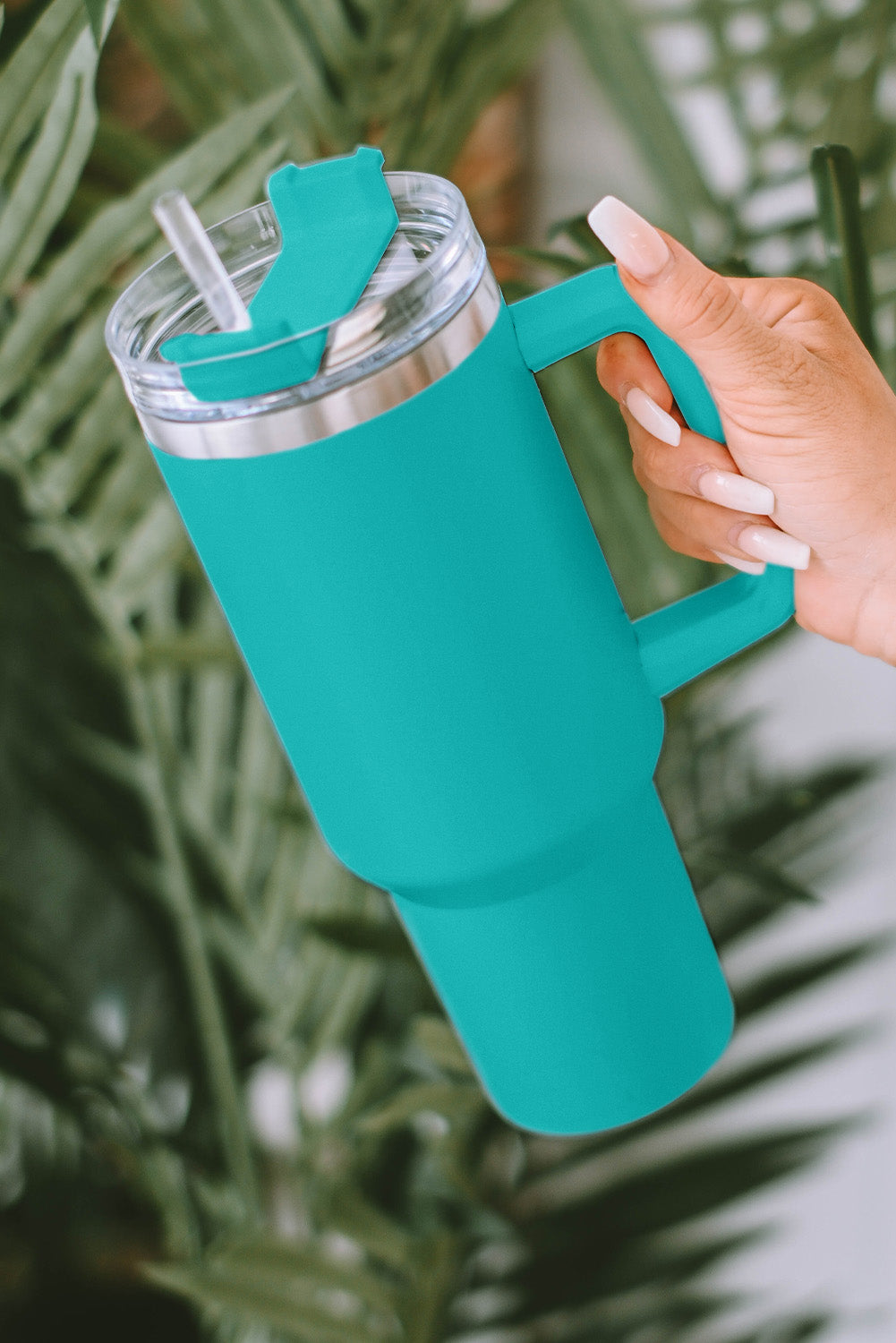 Light Blue 304 Stainless Steel Double Insulated Tumbler Mug with Straw