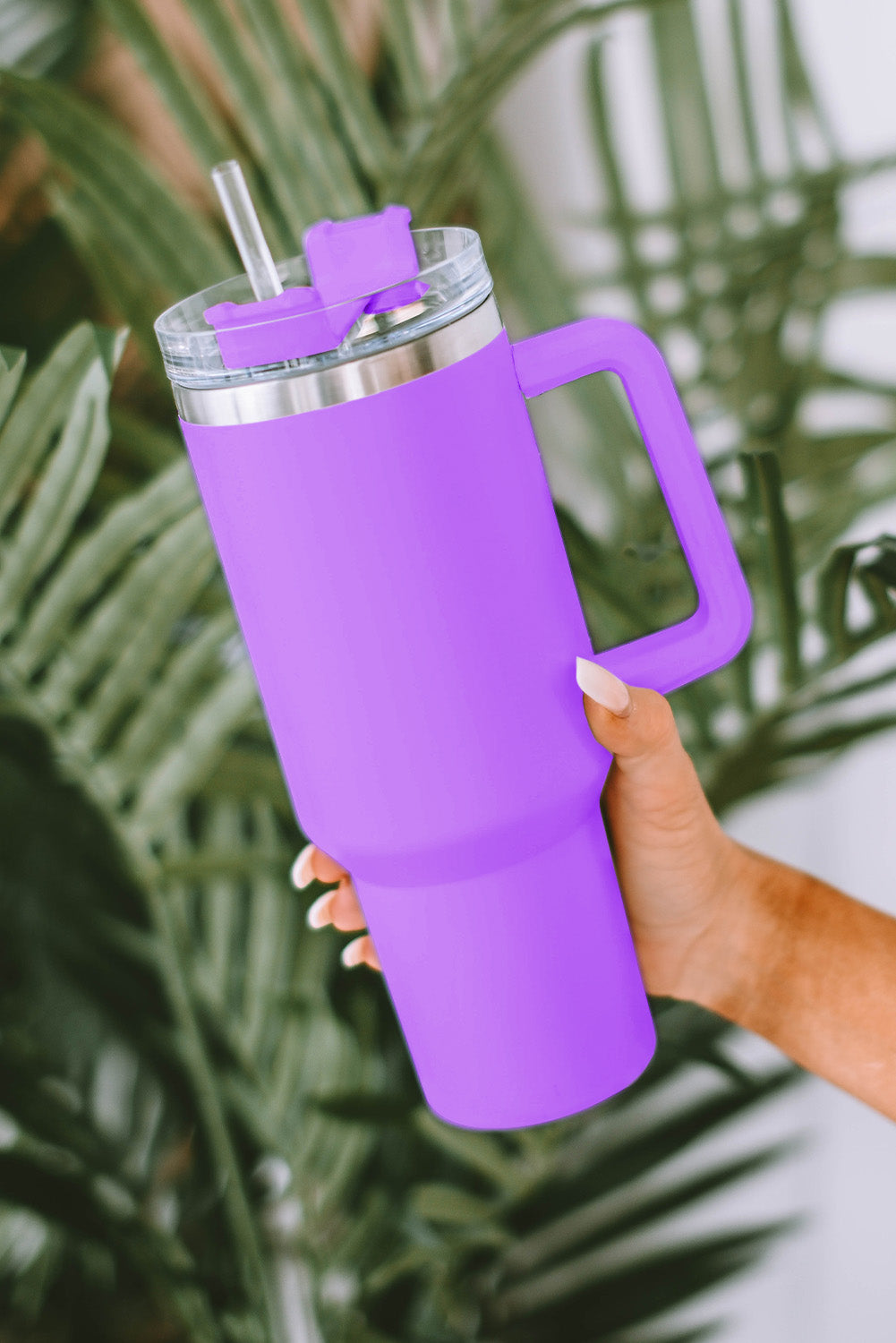 Light Blue 304 Stainless Steel Double Insulated Tumbler Mug with Straw