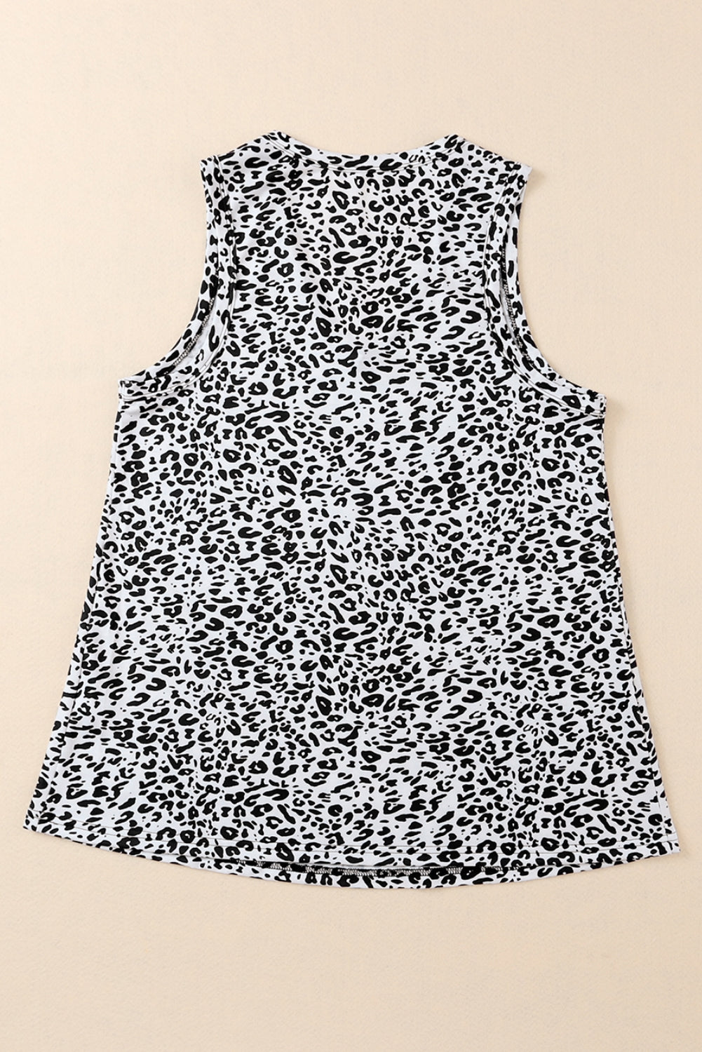 White Cheetah V Neck Casual Tank Top
