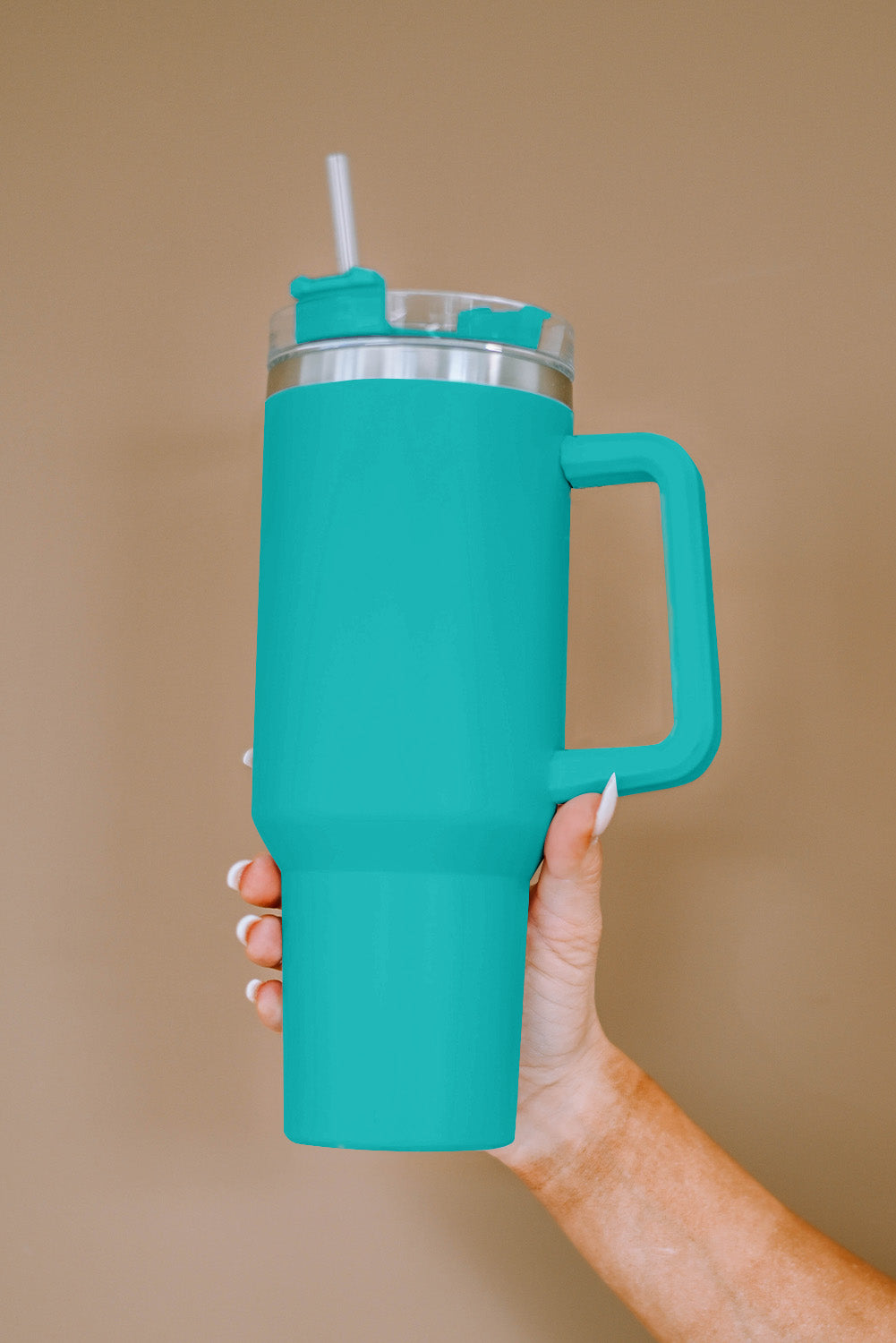 Light Blue 304 Stainless Steel Double Insulated Tumbler Mug with Straw