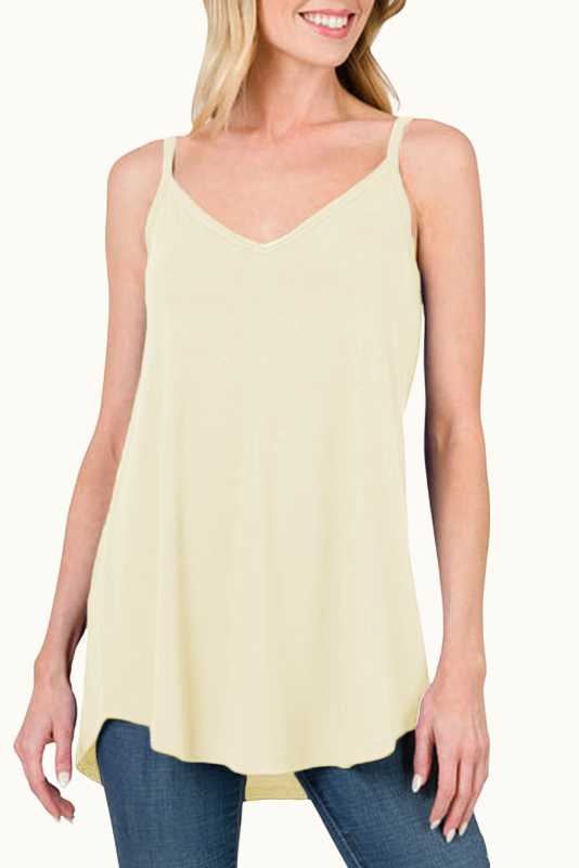 Pitaya Pink Spaghetti Strap V-Neck Flowy Tunic Cami Top