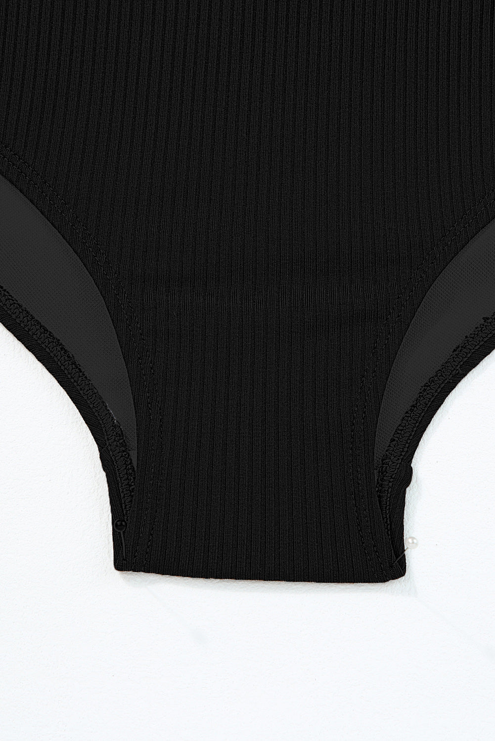 Black Side Drawstring Cutout Ribbed One Piece Swimsuit