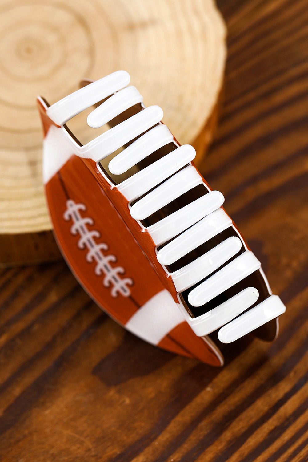 White Baseball Pattern Acrylic Large Hair Claw Clip