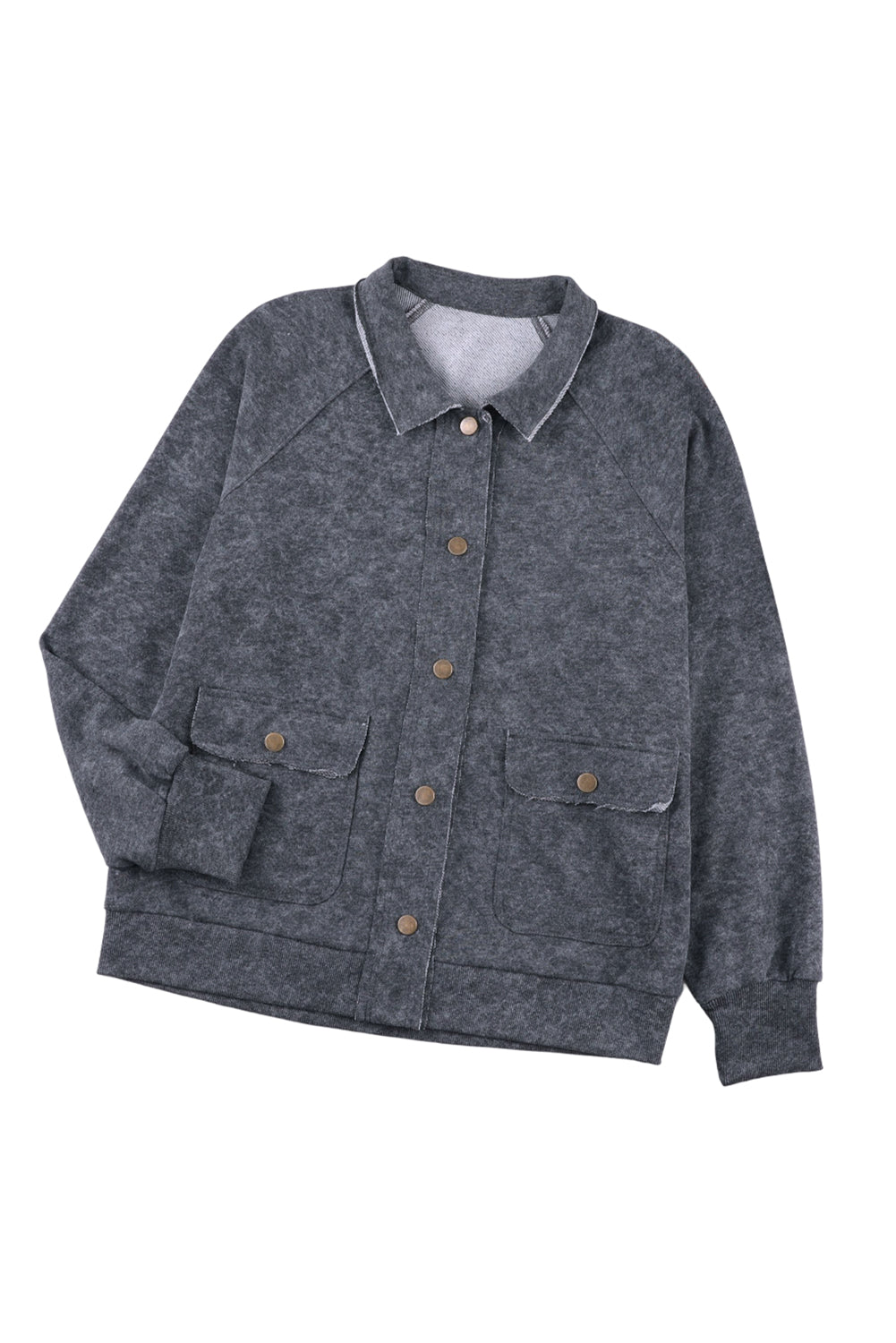Khaki Snap Button Casual Jacket with Flap Pockets