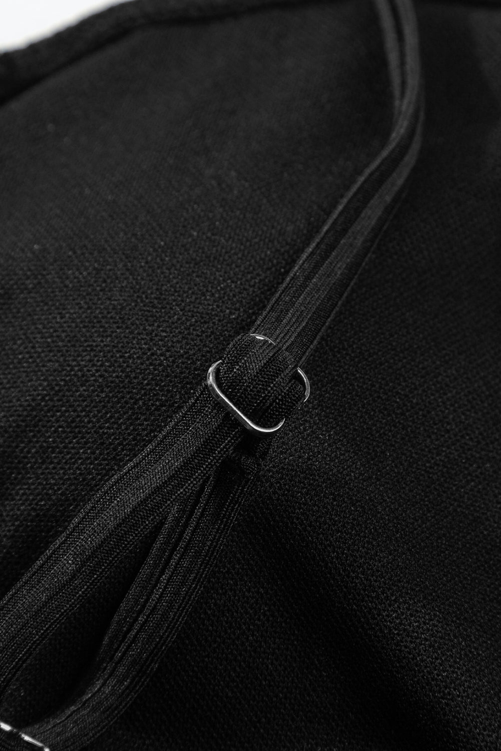Black Side Drawstring Cutout Ribbed One Piece Swimsuit