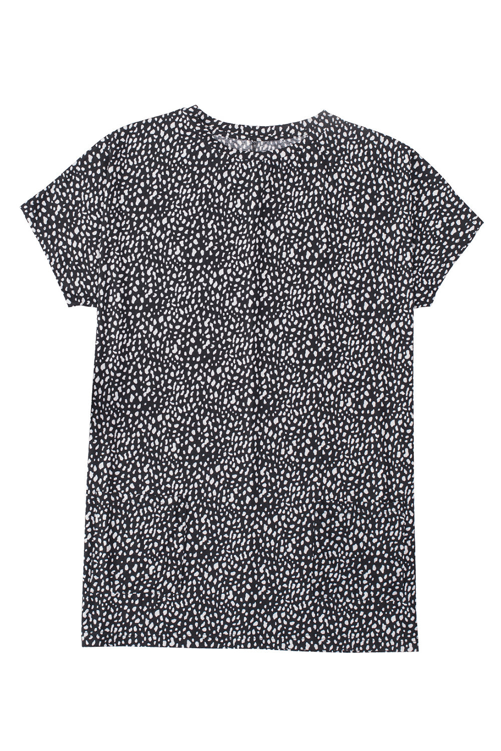 Cheetah Print Casual Side Pockets Short Sleeve Tunic Top