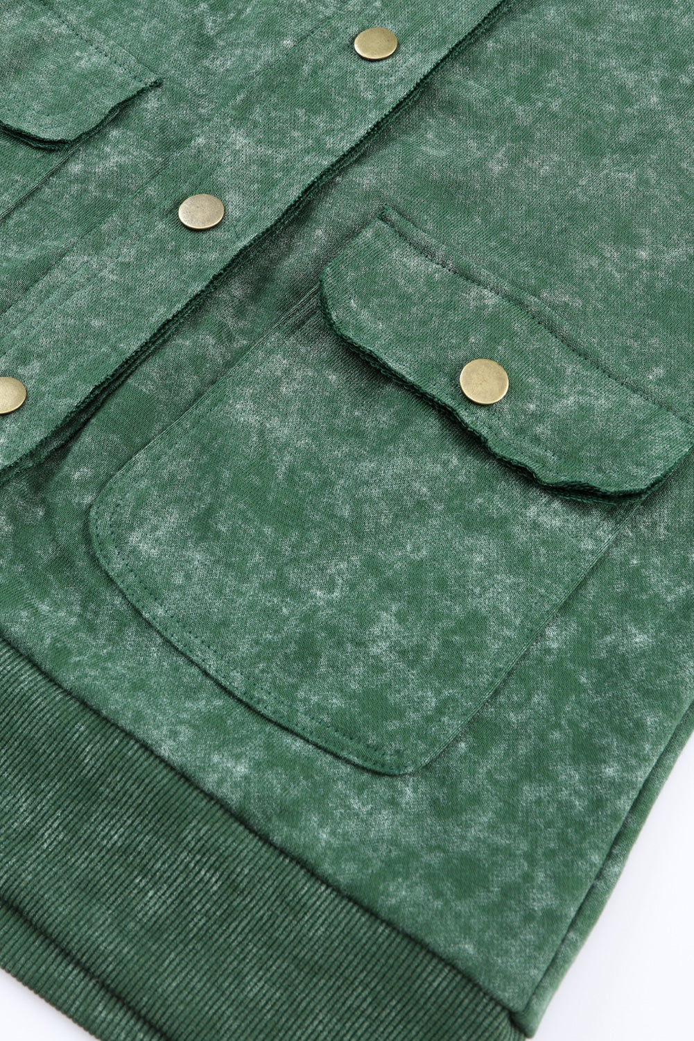 Khaki Snap Button Casual Jacket with Flap Pockets