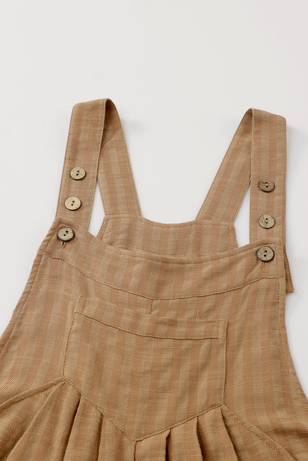 Coffee Striped Pleated Pockets Wide Leg Jumpsuit
