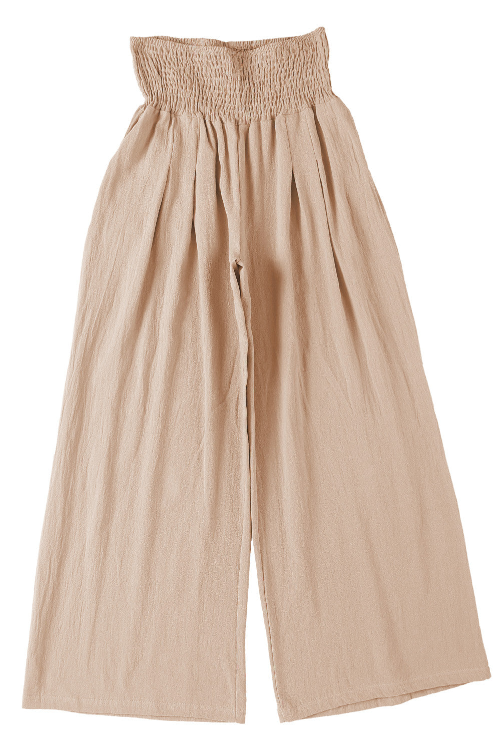 Blue Smocked Wide Waistband High Waist Wide Leg Pants