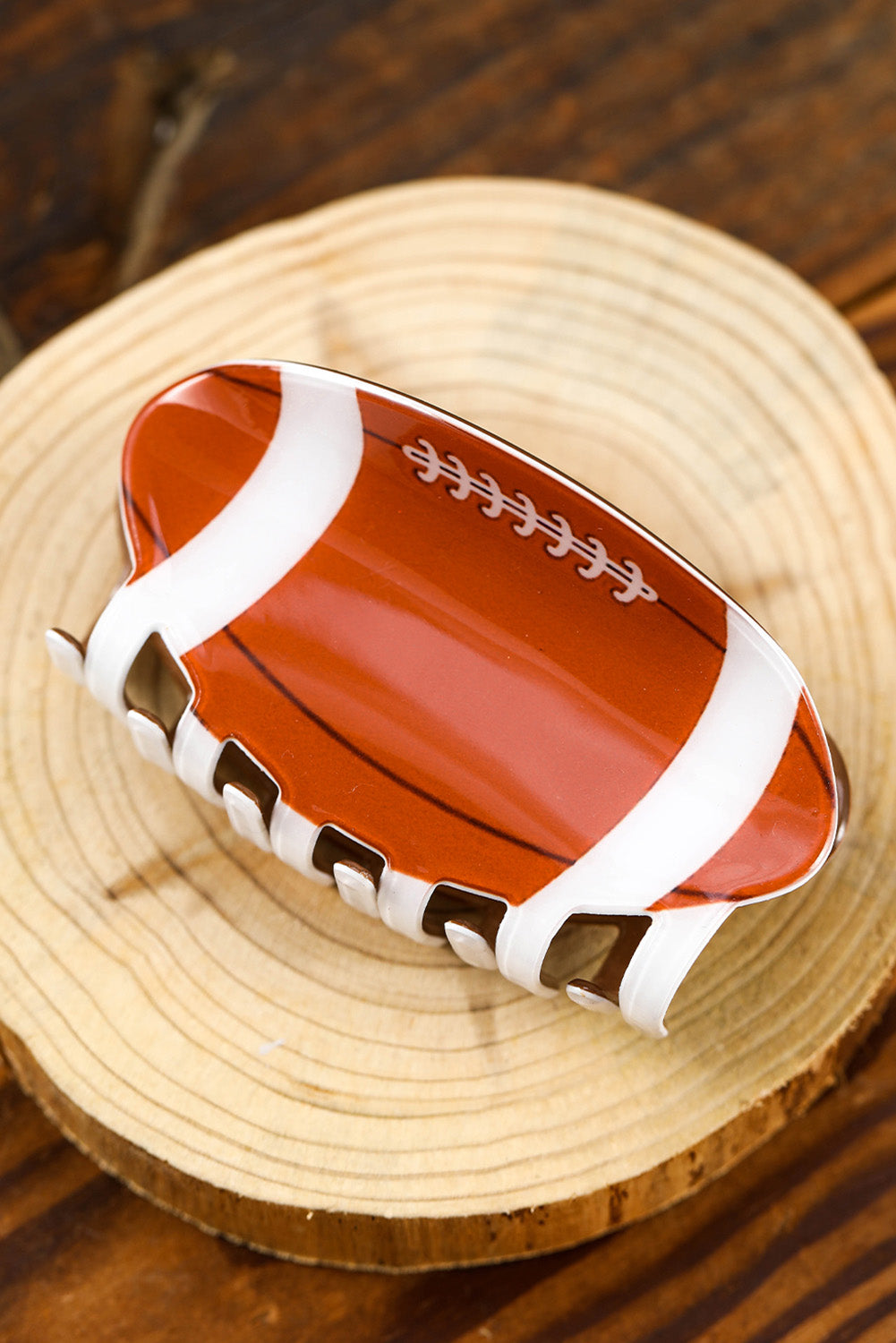 White Baseball Pattern Acrylic Large Hair Claw Clip