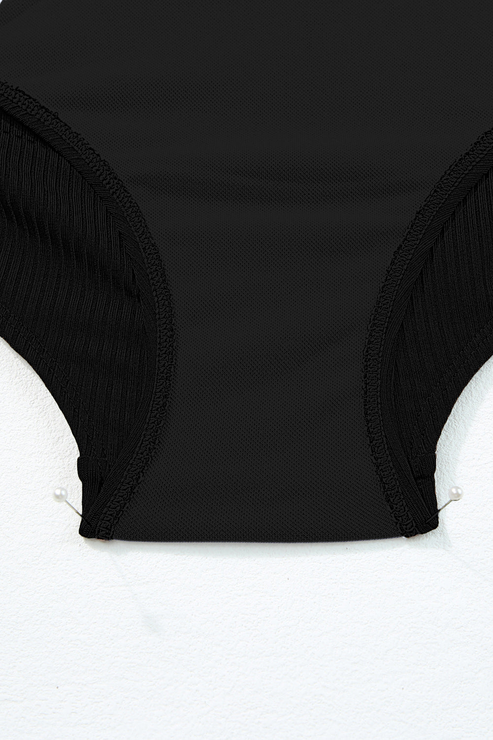 Black Side Drawstring Cutout Ribbed One Piece Swimsuit