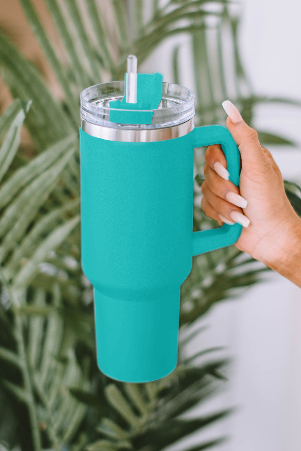 Light Blue 304 Stainless Steel Double Insulated Tumbler Mug with Straw