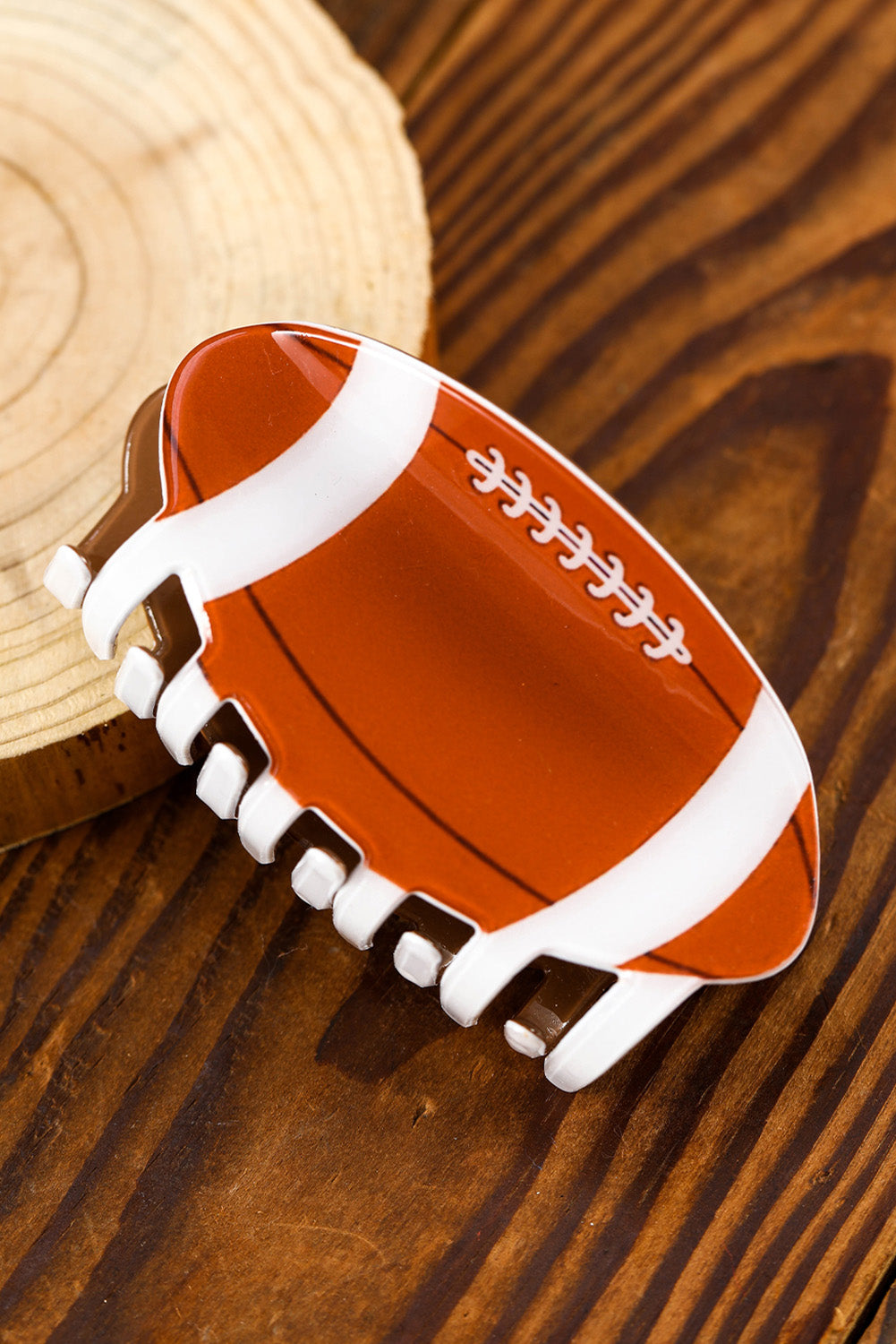 White Baseball Pattern Acrylic Large Hair Claw Clip
