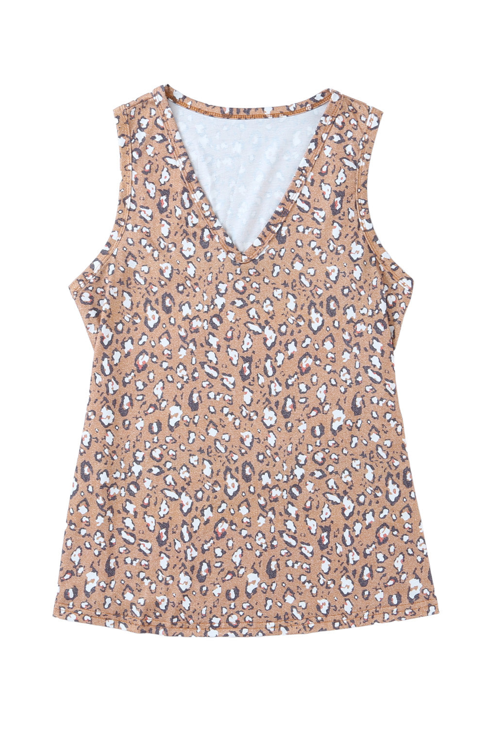 White Cheetah V Neck Casual Tank Top