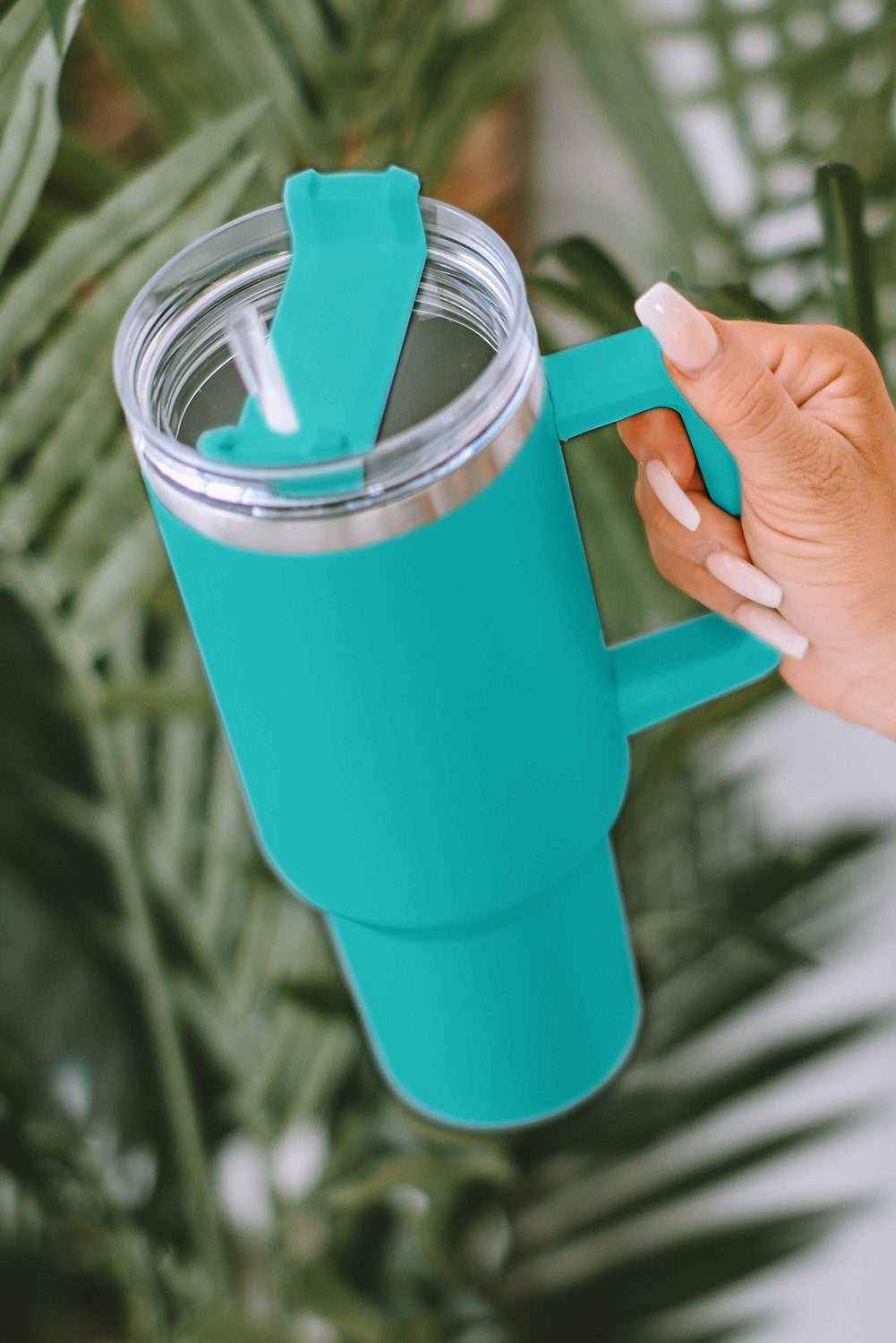 Light Blue 304 Stainless Steel Double Insulated Tumbler Mug with Straw
