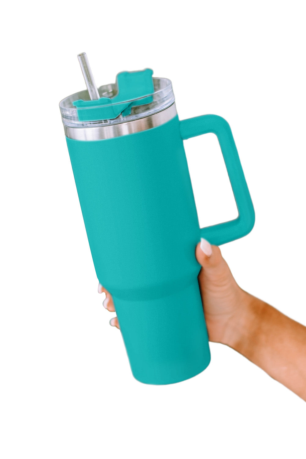 Light Blue 304 Stainless Steel Double Insulated Tumbler Mug with Straw