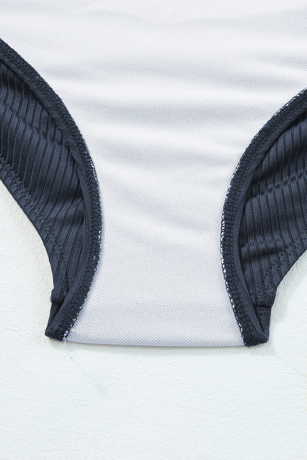 Black Side Drawstring Cutout Ribbed One Piece Swimsuit