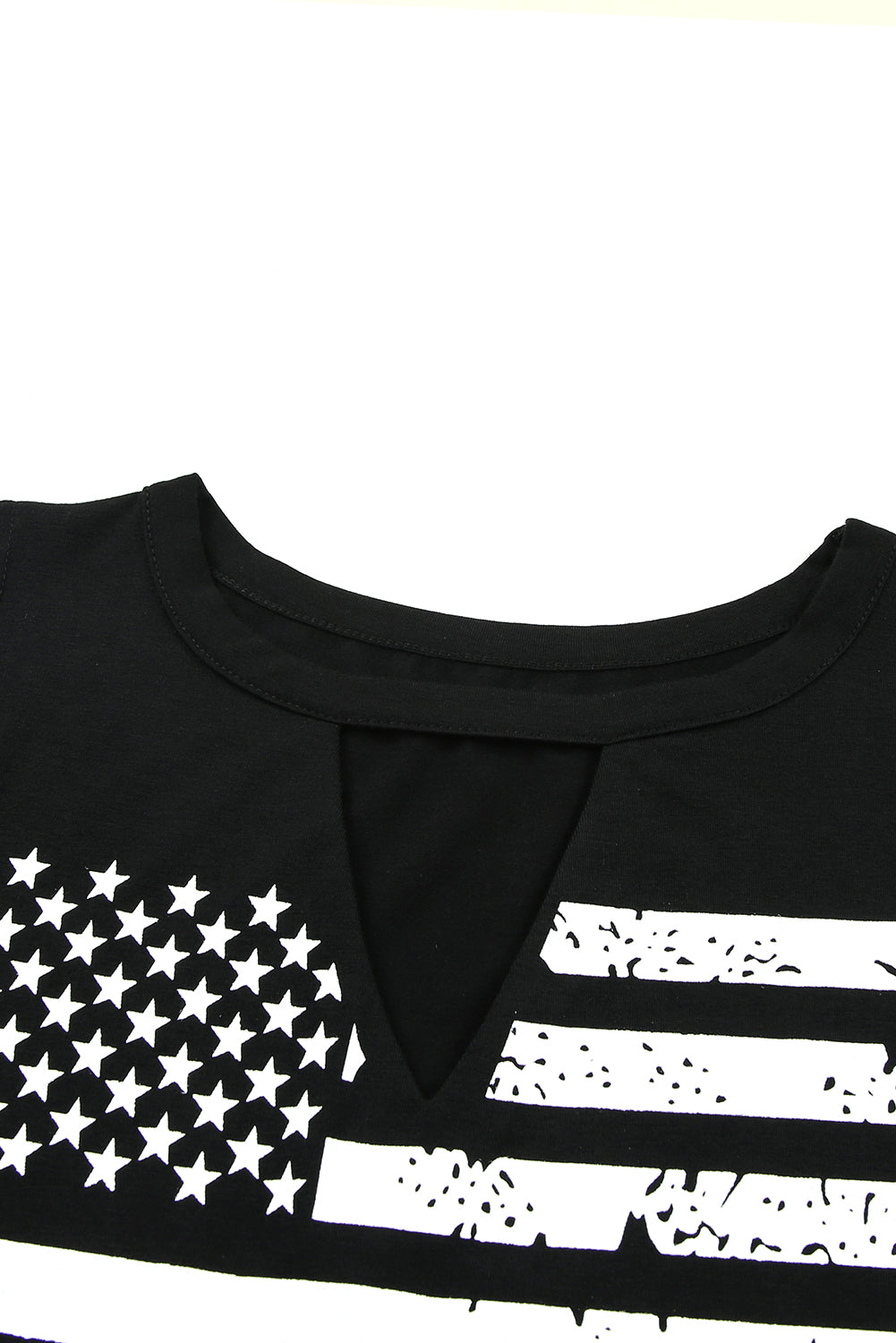 Green Casual Keyhole Neck Flag Print Tank Top