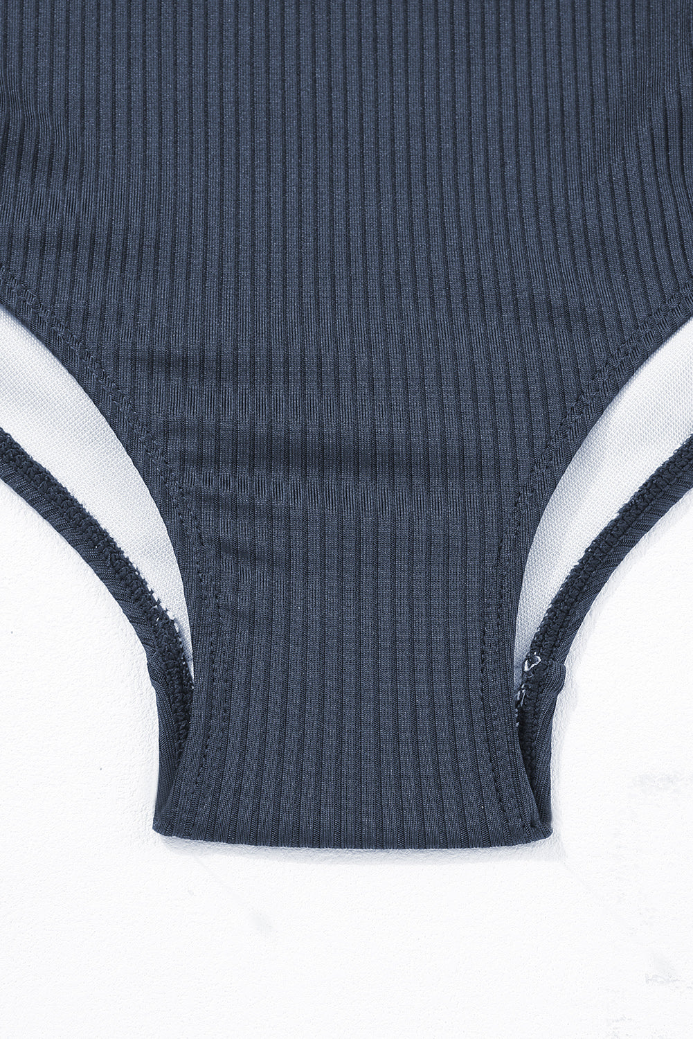 Black Side Drawstring Cutout Ribbed One Piece Swimsuit
