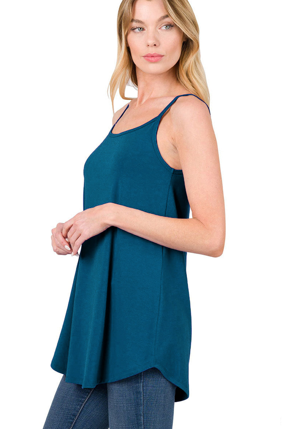 Pitaya Pink Spaghetti Strap V-Neck Flowy Tunic Cami Top