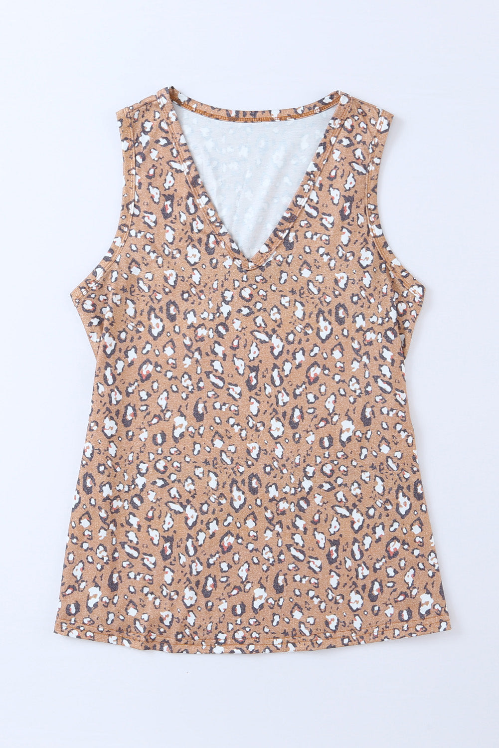 White Cheetah V Neck Casual Tank Top
