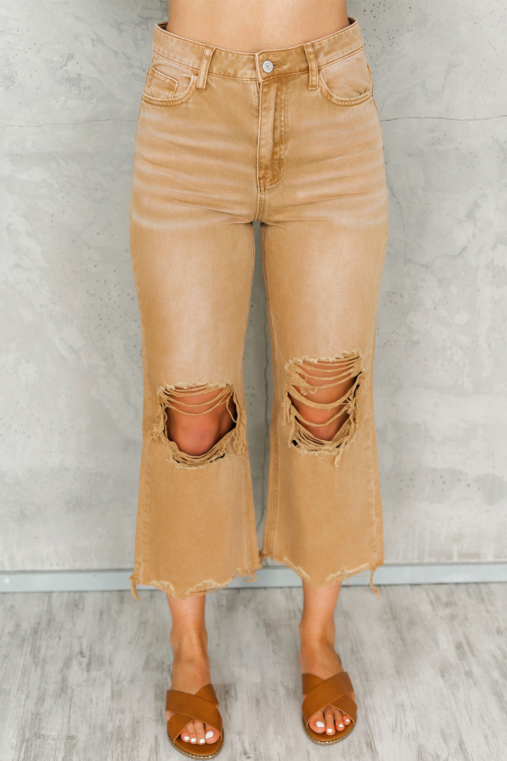 Black Distressed Hollow Out High Waist Flare Jeans