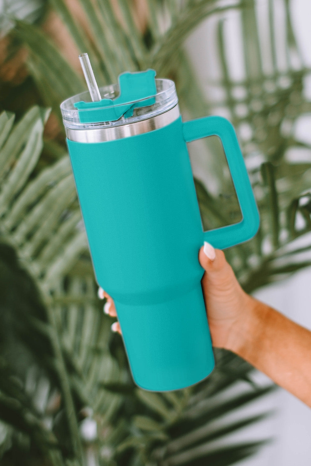 Light Blue 304 Stainless Steel Double Insulated Tumbler Mug with Straw