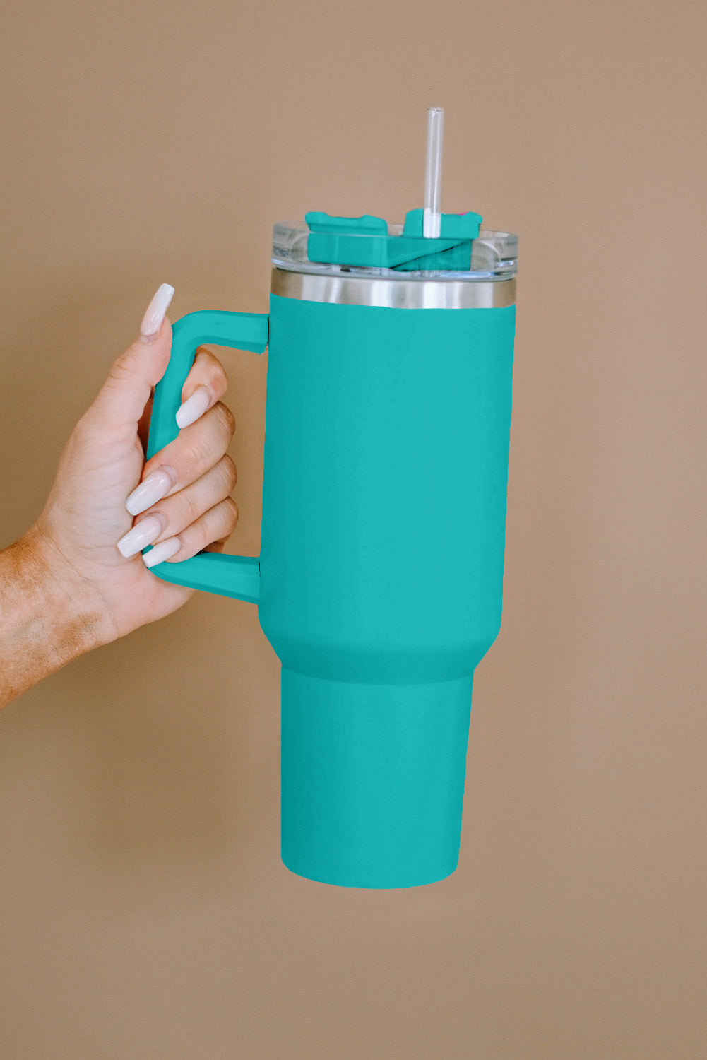 Light Blue 304 Stainless Steel Double Insulated Tumbler Mug with Straw