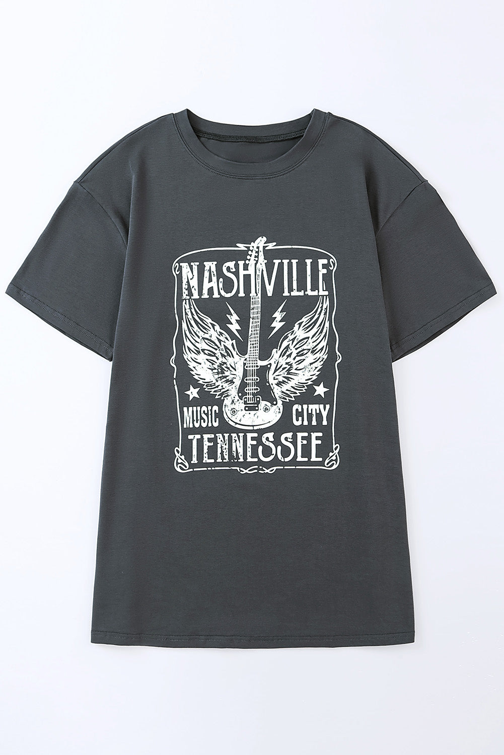 Black Band Tee Guitar Print Oversized T Shirt