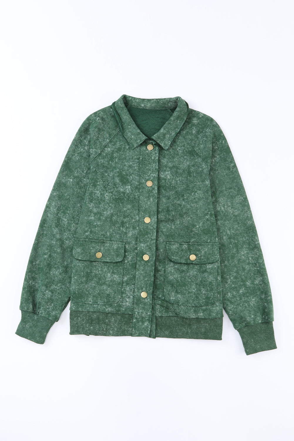 Khaki Snap Button Casual Jacket with Flap Pockets