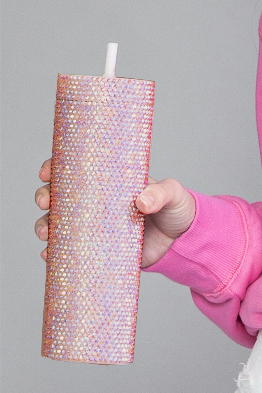 Black 16oz Full Rhinestone Straw Tumbler Cup