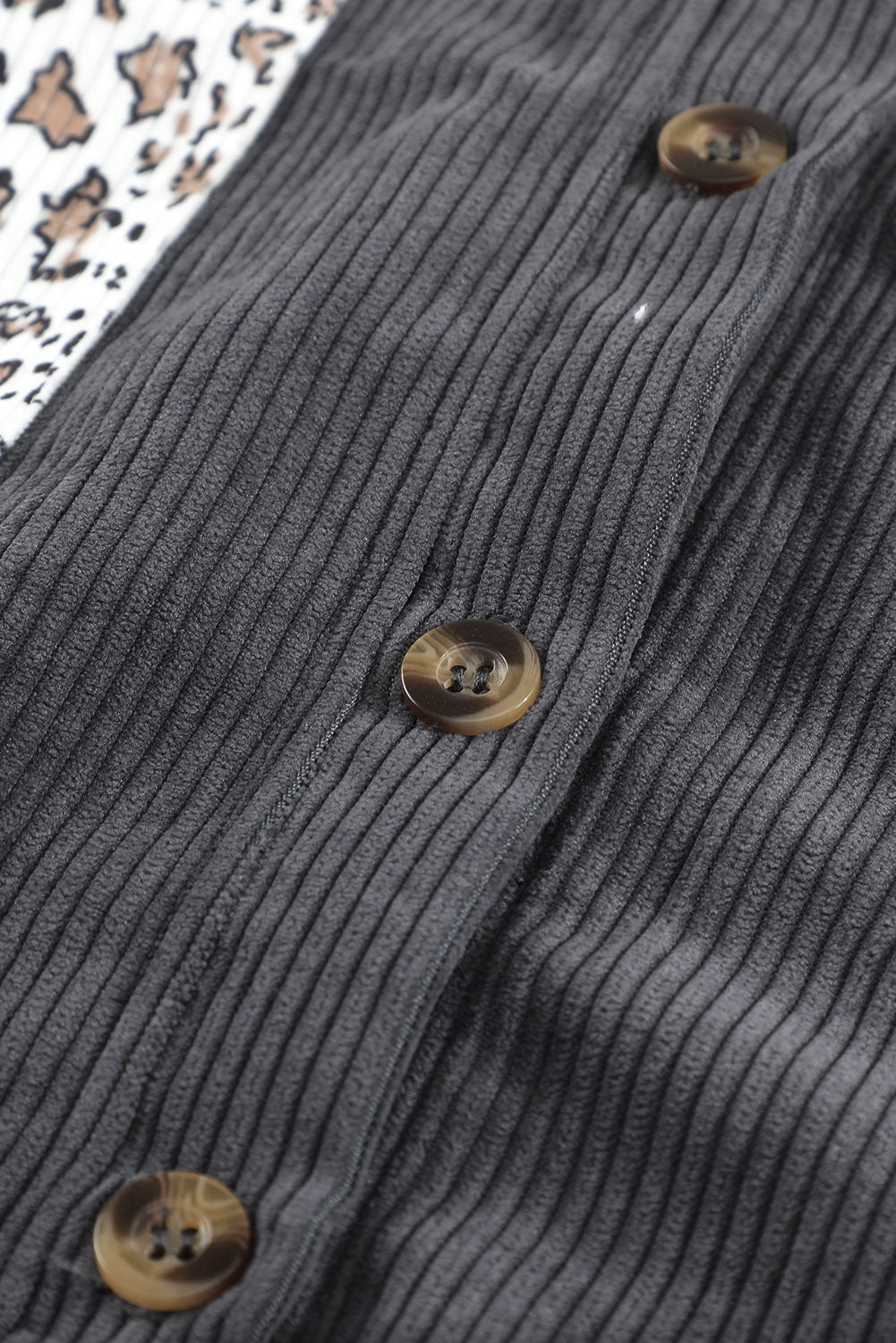 Brown Button Up Colorblock Pocket Corduroy Shacket