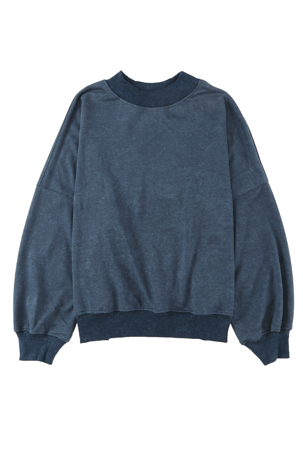 Sky Blue Plain Drop Shoulder Crew Neck Pullover Sweatshirt