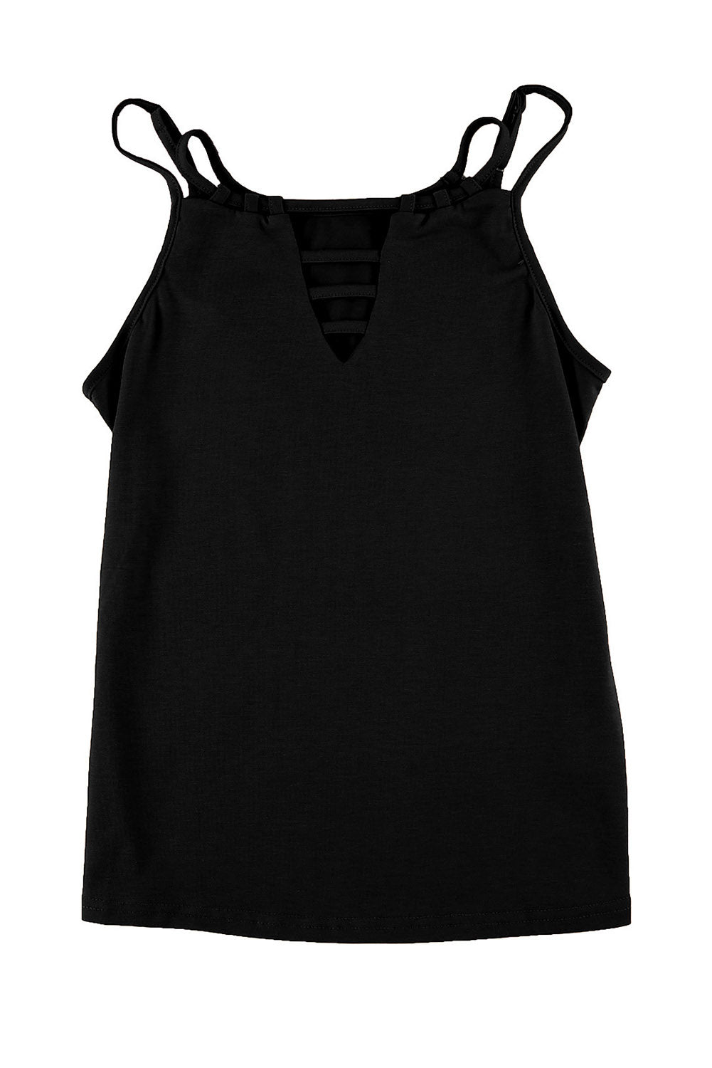Black Basic Ladder Hollow-out Cami Top