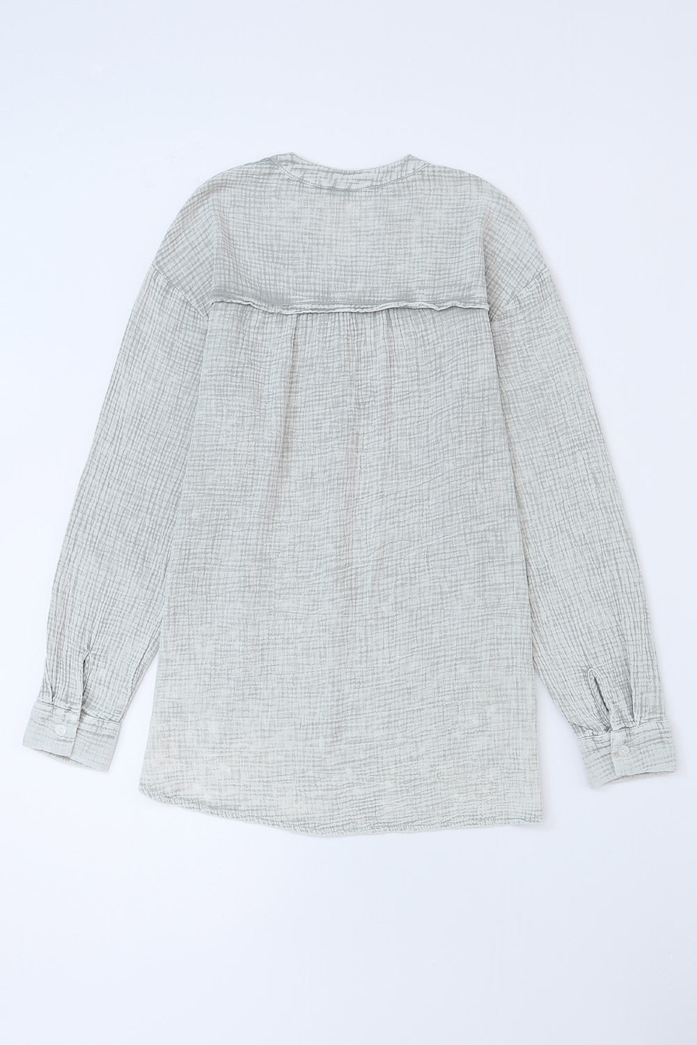 Pink Loose Crinkle Button V Neck Henley Top