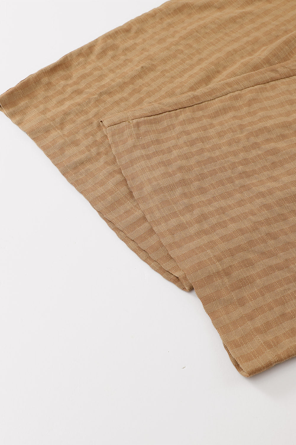 Coffee Striped Pleated Pockets Wide Leg Jumpsuit