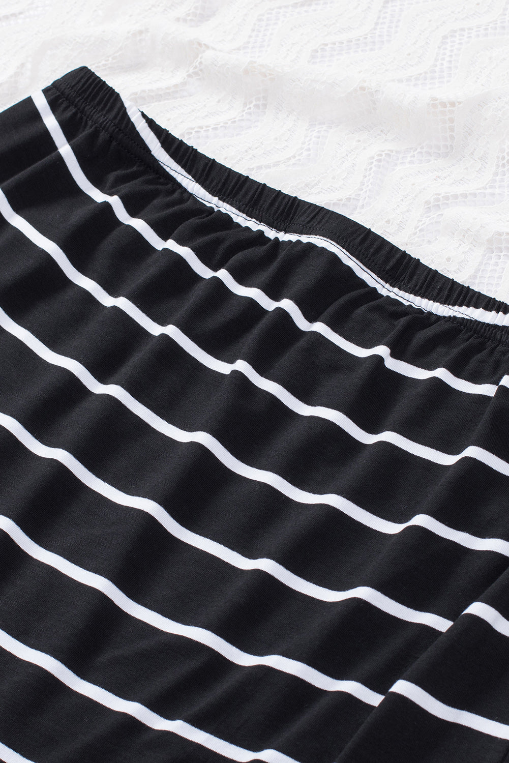 Black Casual Striped Strapless Bandeau Summer Top