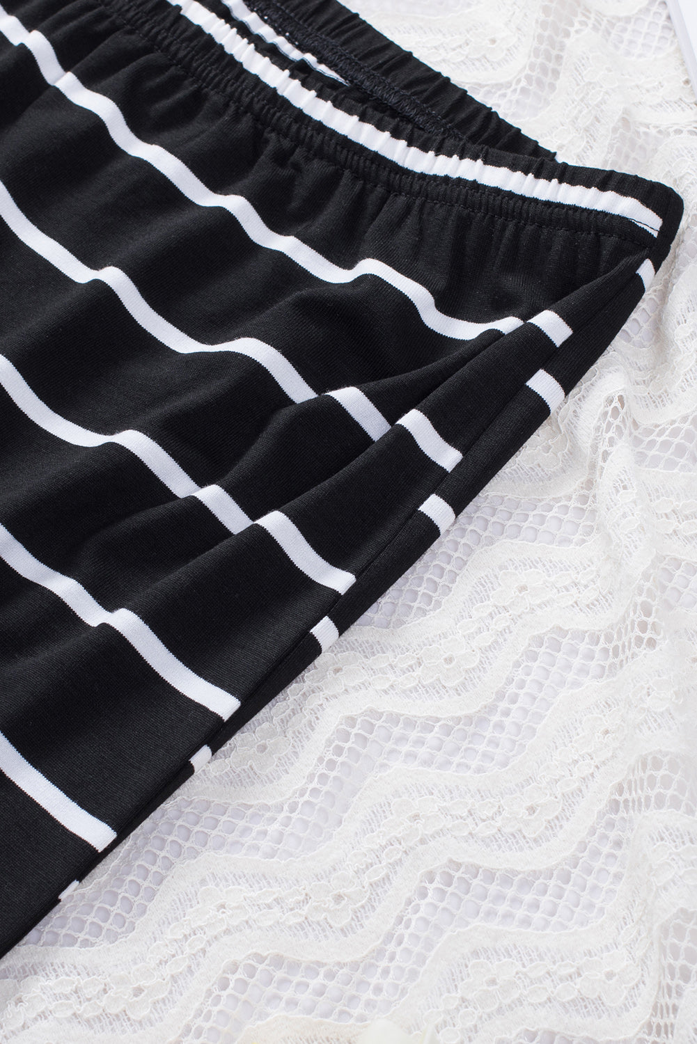 Black Casual Striped Strapless Bandeau Summer Top