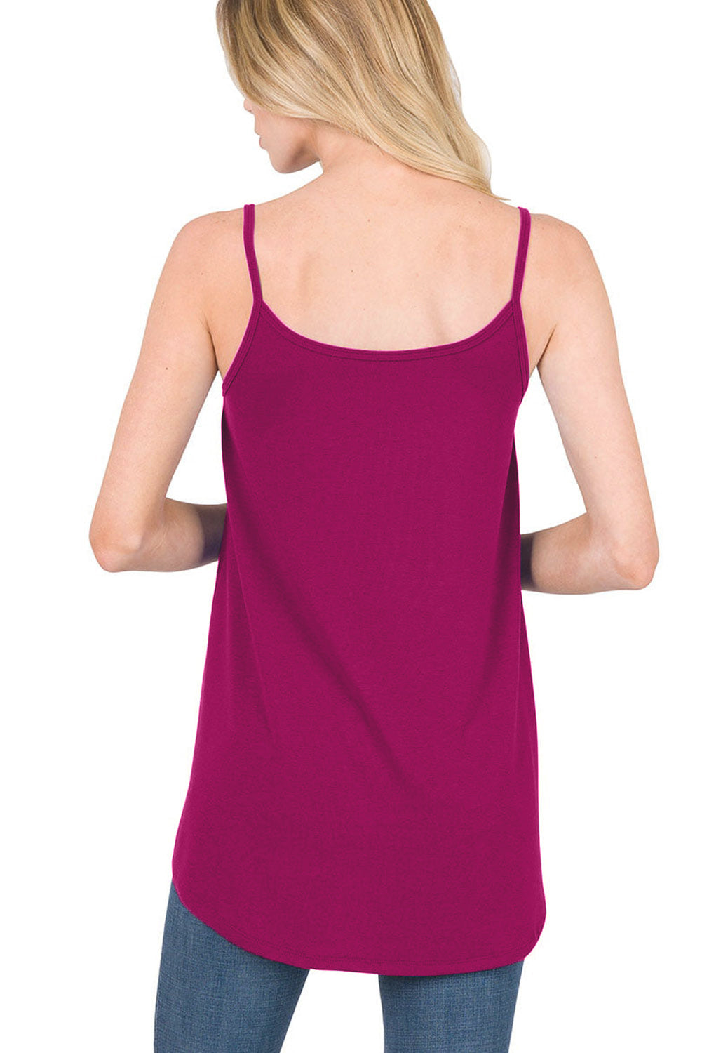Pitaya Pink Spaghetti Strap V-Neck Flowy Tunic Cami Top
