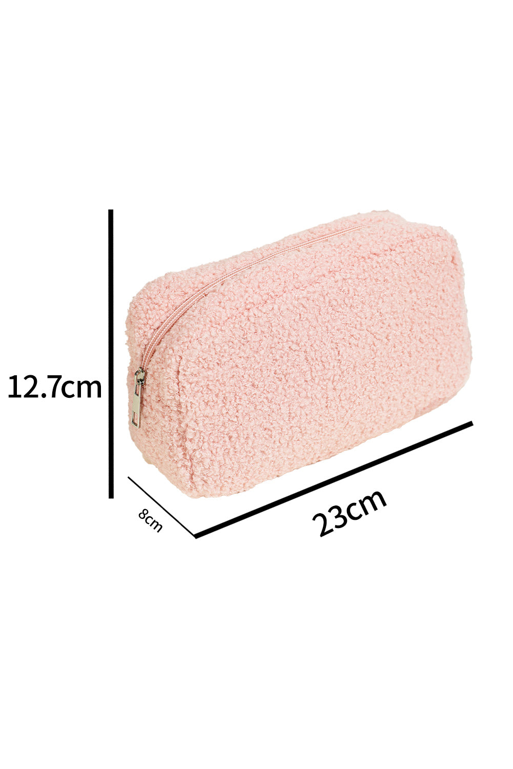 Pink Teddy Fleece Large Capacity Makeup Bag