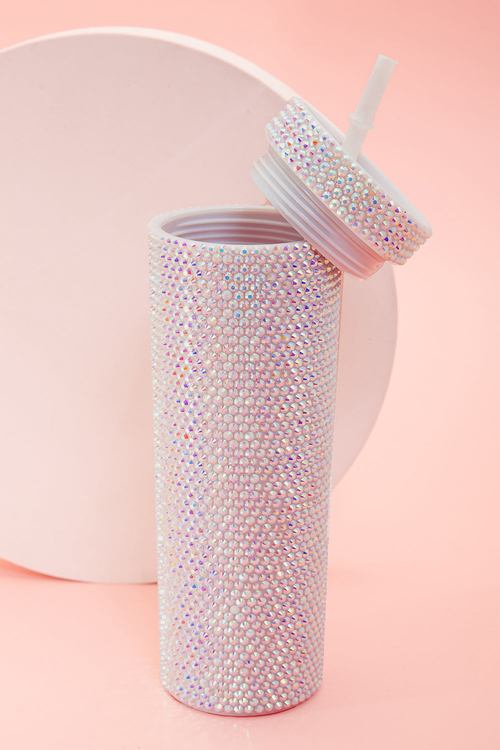 Black 16oz Full Rhinestone Straw Tumbler Cup