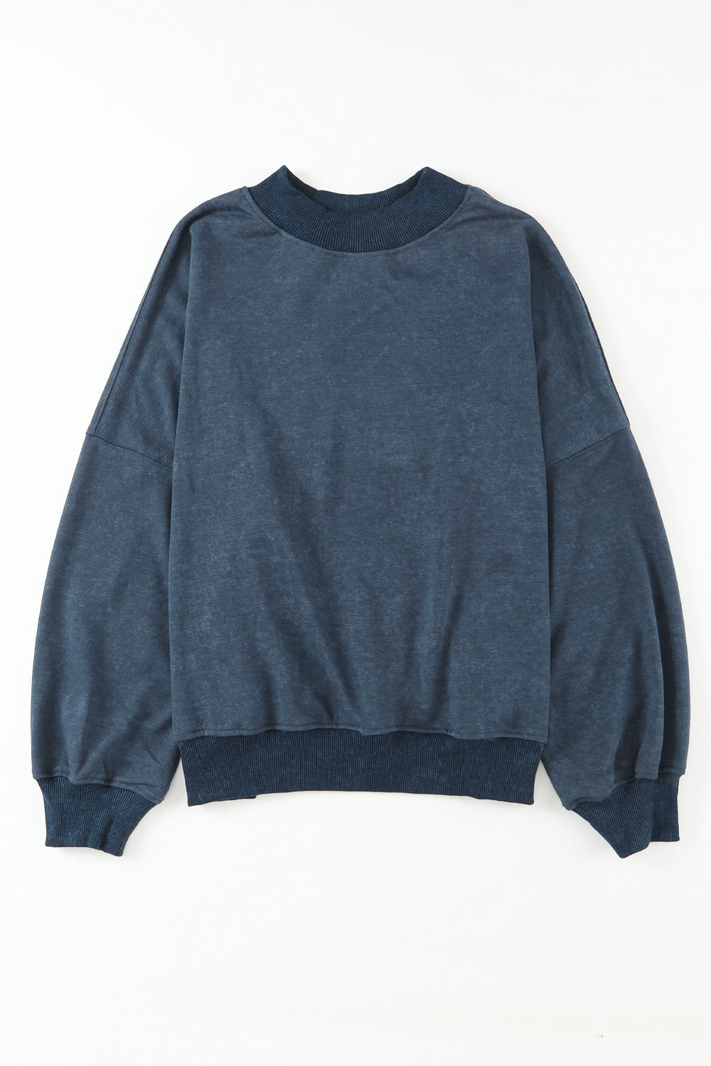 Sky Blue Plain Drop Shoulder Crew Neck Pullover Sweatshirt